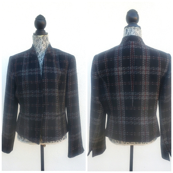 9&CO Jackets & Blazers - 9&CO Black Tweed Plaid Blazer Size 16